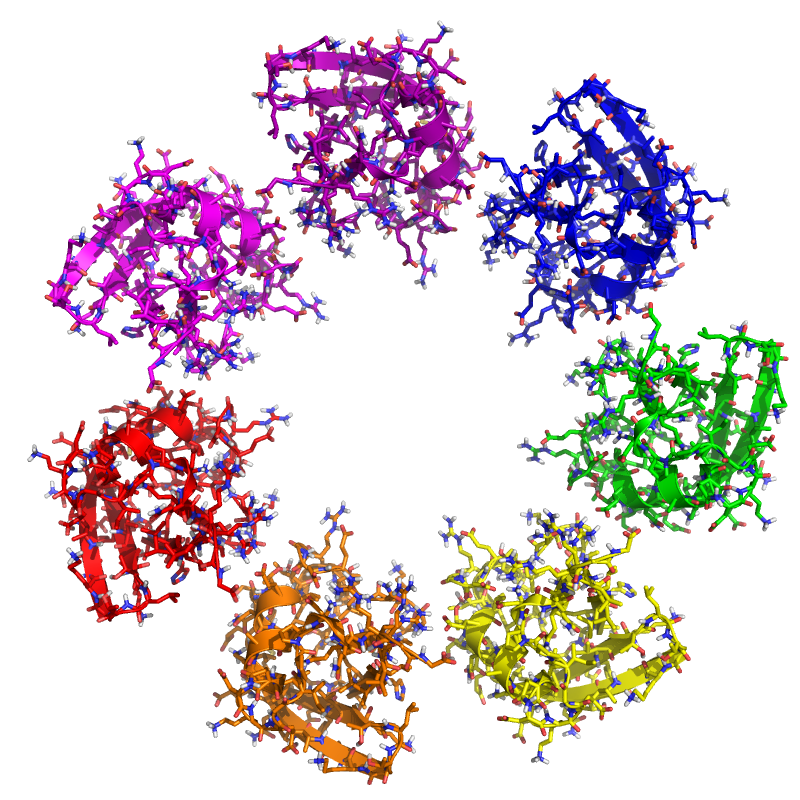The ubiquitin structure after applying C7 symmetry, packing, and minimization.
